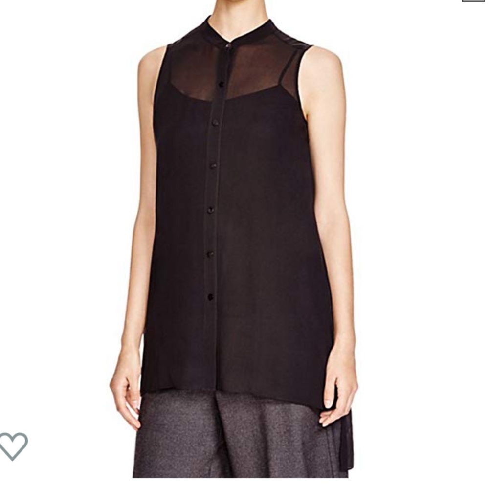 Eileen Fisher silk mandarin collar high low tunic